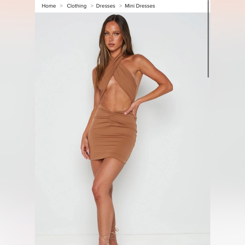Finley Tan Halter Mini Dress